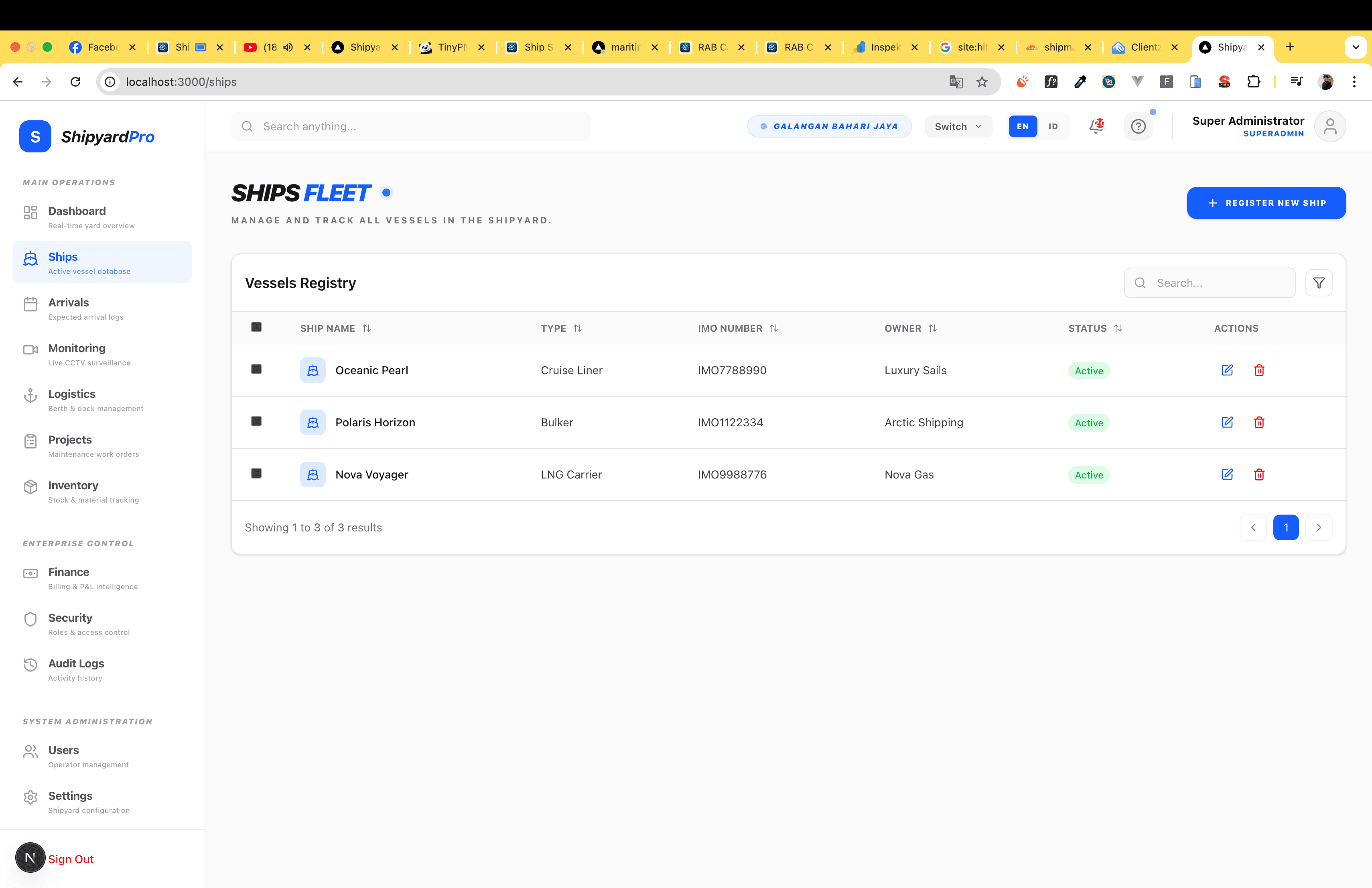 ShipyardPro Interface Screenshot 1 ShipyardPro Interface Screenshot 1